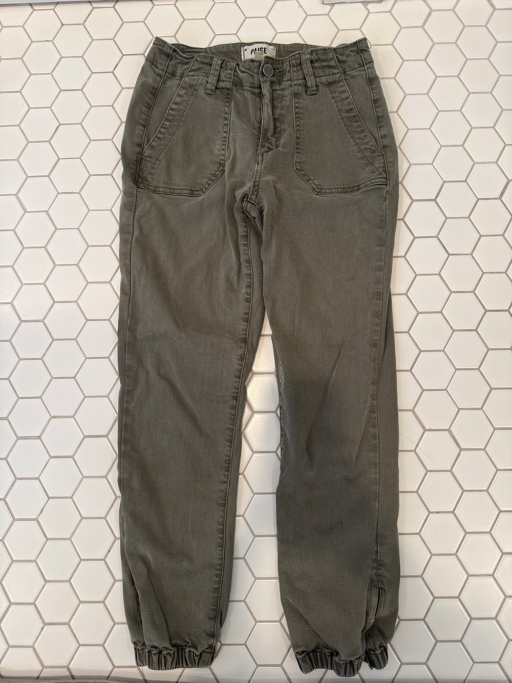 PAIGE Olive Green Cargo-Style Joggers
